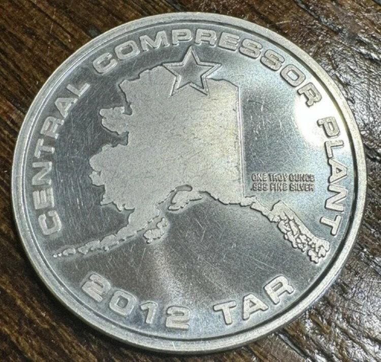希少な1オンス シルバーラウンド アラスカ コンプレッサー プラント 2012 TAR AK アークティック チー..