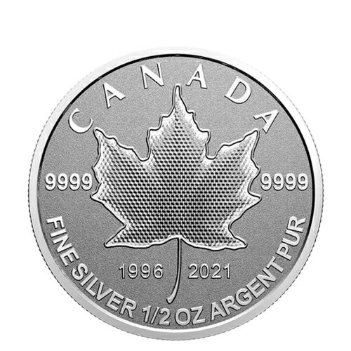 2021年カナダ樹木園の紋章：メープルリーフ4ドル純銀1/2オンスコイン