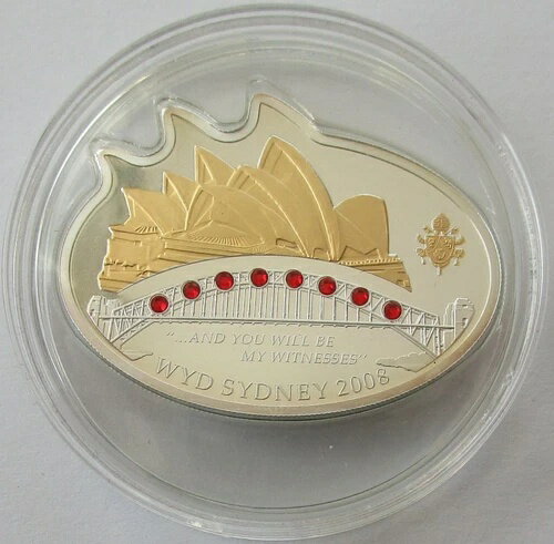 クック諸島 5ドル 2008年 シドニー世界青年の日 シルバー