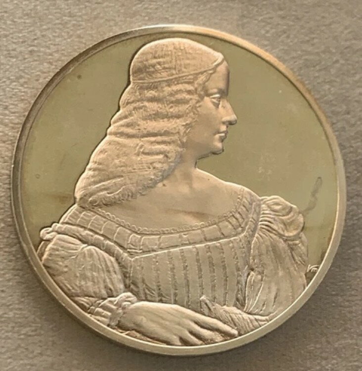 メダルの傑作 レオナルド・ダ・ヴィンチ「イザベラ・デステ」 925スターリングシルバー -