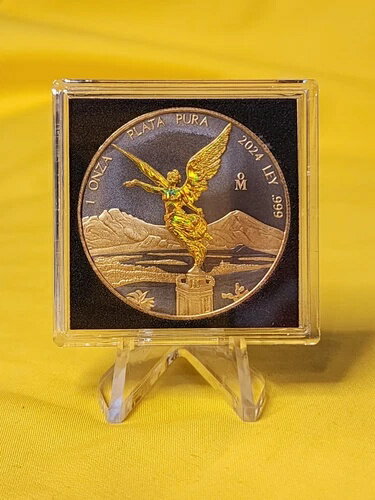 2024年 1オンス 999 シルバー メキシコ リベルタッド ~ゴールデンリング、ホログラム、ルテニウム