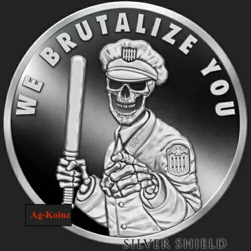 1オンス 2020 We Brutalize You V2 プルーフ ピラミッド・オブ・パワー #6 POP シルバーシールド ポリス