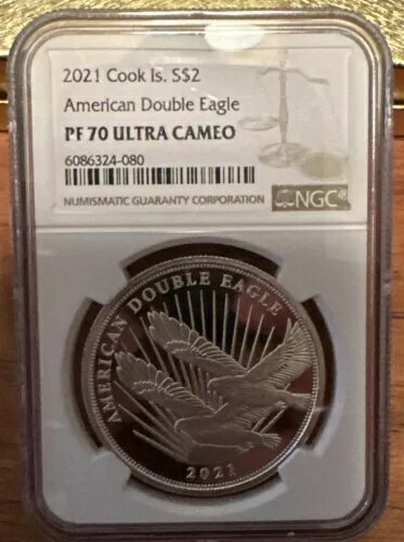 2021 クック島 S $2 アメリカン ダブルイーグル PF 70 ウルトラカメオ 素晴らしい!!!