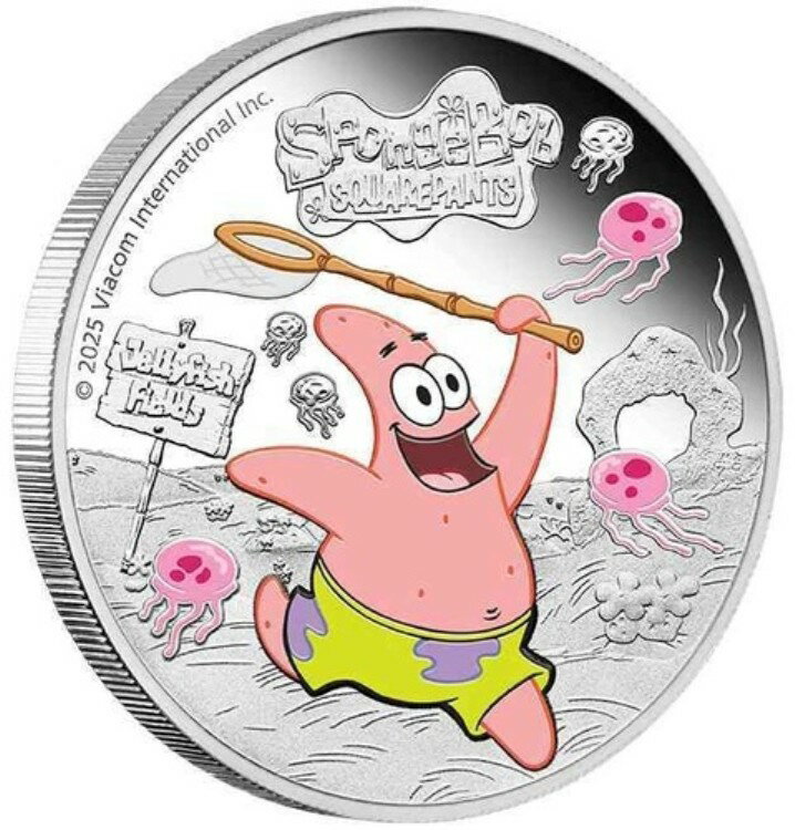 2025年 1ドル スポンジ・ボブ - パトリック 1オンス シルバー プルーフ カラーコイン