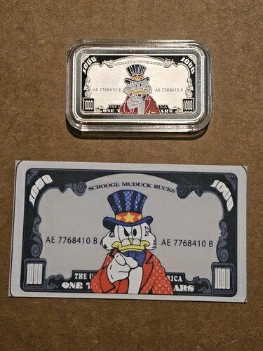 スクルージ・マクダックス バックス アンクル・サム エナメル 1オンス ファインシルバー .999 アートバー カプセル COA