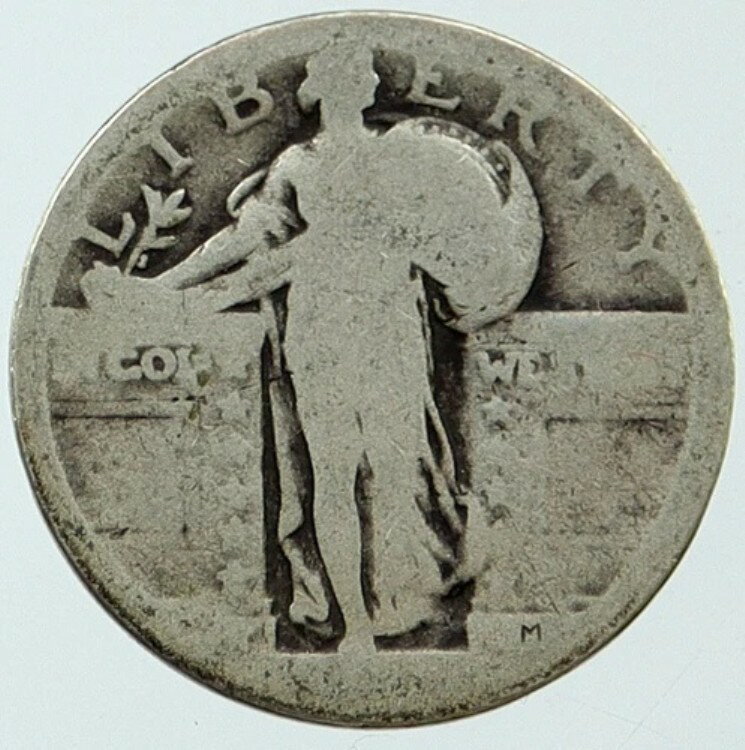 1917-30年 アメリカ合衆国 スタンディング・リバティ オールド シルバー クォーター 25セントコイン i116356