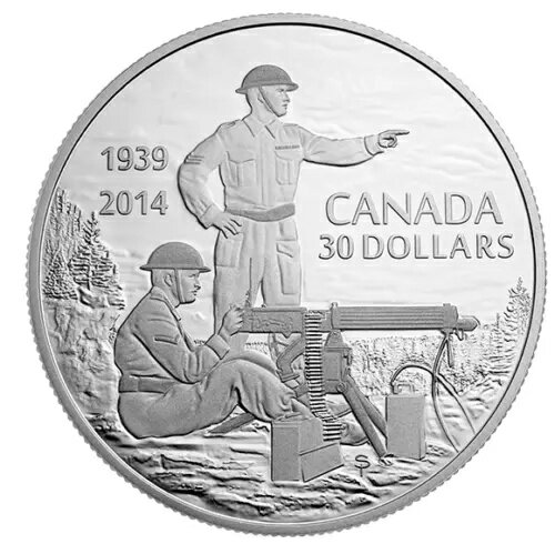 2オンス 純銀貨 機関銃手訓練中 - 第二次世界大戦75周年記念 -