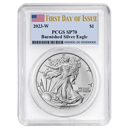 2023-W バーニッシュ仕上げ 1ドル アメリカン シルバー イーグル PCGS SP70 FDOI 旗ラベル ホワイトフ..