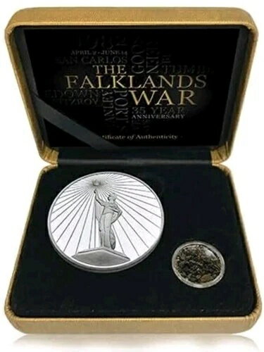 フォークランド紛争35周年記念公式コイン + ビーチサンズ限定版999シルバー