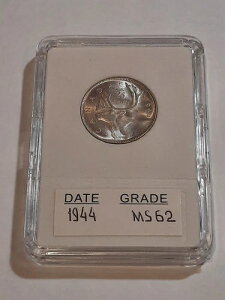 1944年カナダ銀貨25セント、キングジョージ6世、未鑑定、保存スラブ入り
