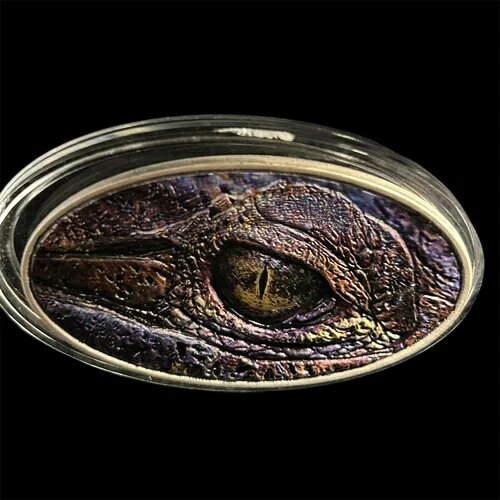 2013年 ニウエ島 1オンス クロコダイル アリゲーター アニマルスキン 2ドルアイ シルバーコイン