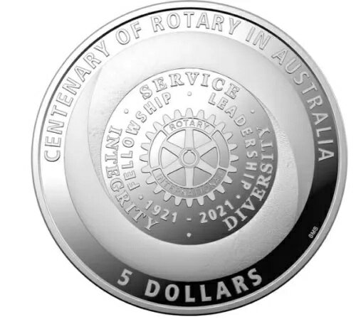 2021年 オーストラリアドル 5ドル 1オンス 純銀 99.9銀 ロータリーDカム100周年記念 プルーフコイン