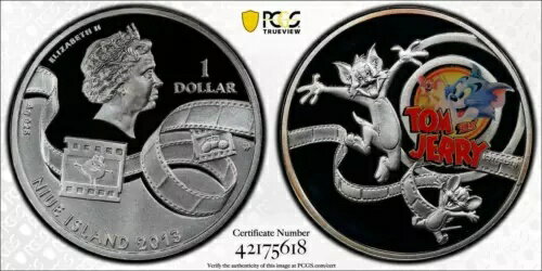 2013年 ニウエ トムとジェリー 1ドル シルバー プルーフ PCGS PR69DCAM トップポップ 1/0 #5618