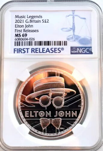 2021年 エルトン・ジョン シルバー 2ポンド NGC MS69 コインバンド ミュージックレジェンド 1オンス