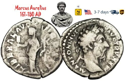 古代ローマ帝国コイン シルバー デナリウス マルクス アウレリウス 161 180 AD #33081