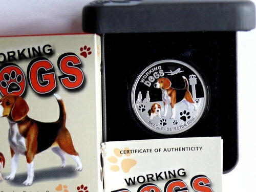 ツバル 1ドル 2011年 ワーキングドッグ - ビーグル ディスカッター ドッグ、1オンス、プルーフ