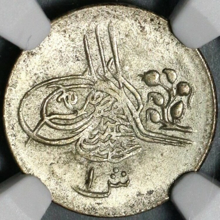 1879 NGC MS 63 エジプト 1 キルシュ 1293/4 オスマン帝国 アブドゥルハミト2世 銀貨 21061703C