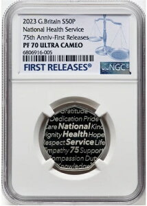 NGC PF70 2023 NHS 国民保健サービス 75周年 英国 プルーフ 0.999 シルバーコイン