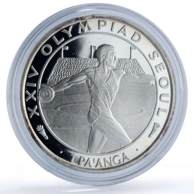 トンガ 1パアンガ 円盤投げ ソウルオリンピック スポーツ プルーフ銀貨 1988年