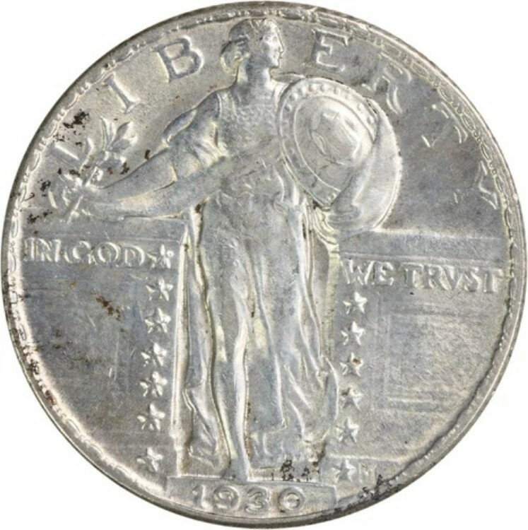 1930年 スタンディング・リバティ・シルバー・クォーター AUスライダー 未認定 #1205