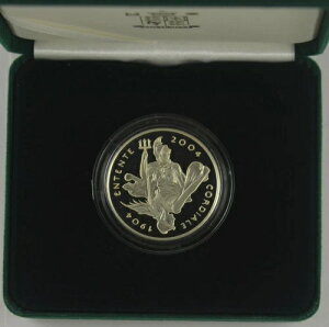 イギリス 2004 英仏協商 ピエフォール 5ポンド シルバープルーフ - 箱入り/COA/外箱