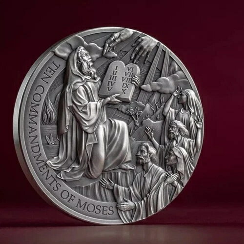 モーセの十戒聖書物語 2オンス銀貨 カメルーン LOT#797