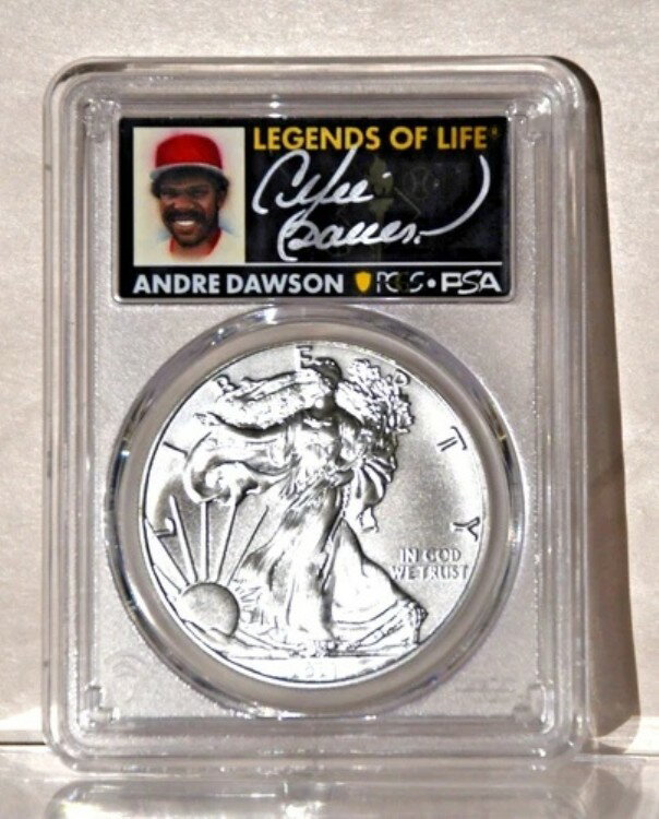 2021年 (P) エマージェンシー シルバー イーグル PCGS MS70 FS レジェンド オブ ライフ アンドレ・ドーソン サイン入り