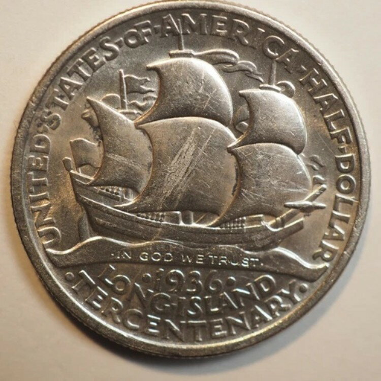1936年ロングアイランド300周年記念銀貨ハーフドル 送料無料！A4051