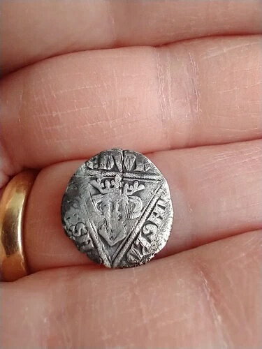 アイルランド エドワード1世 銀貨ハーフペニー (1281-82)。ウォーターフォード造幣局製。素晴らしい例。