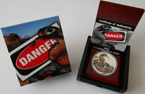 ツバル 1ドル 2022 致命的で危険な赤腹黒蛇 1オンス 銀貨