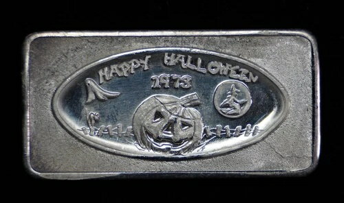 ヴィンテージ 1973 ハッピーハロウィーン グレートレイクミント 1オンス 純銀 999 シルバー アートバー C676