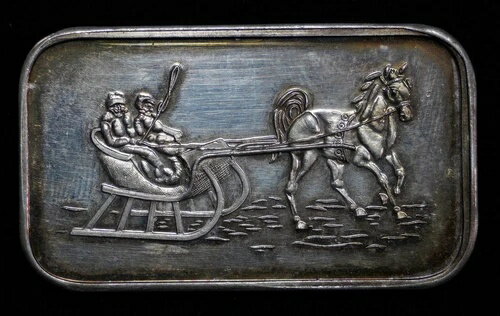 ヴィンテージ クリスマス そり 馬 そり シルバー タウン 1 オンス 999 純銀バー C694