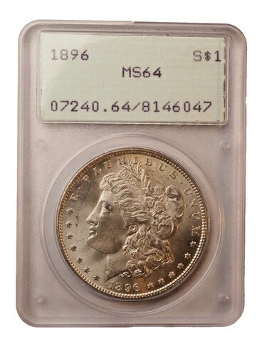 1896 *P* モーガン銀貨 *** PCGS MS64 ラトラー*** 送料無料 G1096