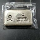 プロスペクター 3 トロイオンス .999 純銀 アンティーク 鋳造シルバーバー スカル クロスボーン|詳細画像