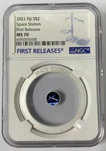 NGC MS70 フィジー 2021 2ドルコイン 宇宙ステーション 銀貨 40mm