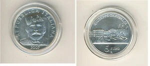 イタリア 5 EUR 2007 ジュゼッペ・ガリバルディ生誕200周年 シルバー S(M00350)-