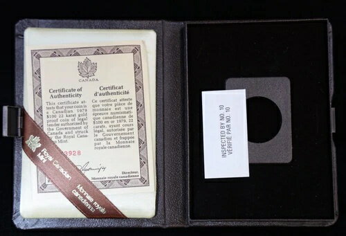 1979 年カナダ 100 ドル / 22k ゴールド プルーフ コイン / ロイヤル カナディアン ミント ボックス & COA OGP コインなし!(3)