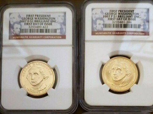 2007年 P&D ワシントン大統領ドル硬貨 NGC BU 発行初日に鑑定