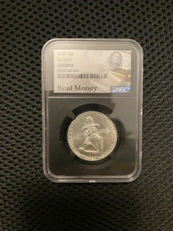 1920年 ピルグリム ハーフダラー - 90% 銀 NGC 純正ブラックコア(3)