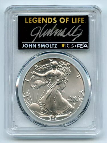 2021年 1ドル アメリカン シルバー イーグル タイプ2 PCGS PSA MS70 レジェンド オブ ライフ ジョン・スモルツ