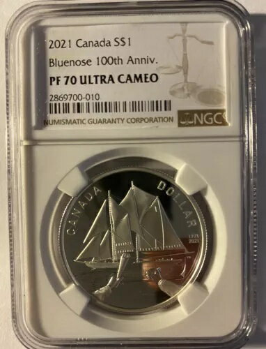 2021年 カナダ 1ドル シルバー プルーフ ブルーノーズ ドル 100周年 NGC PF70 UCAM