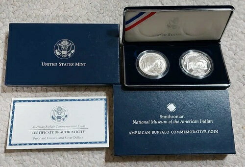 2001年 スミソニアン アメリカンバッファロー 2コインシルバードルセット OGP&CoA BXREK-