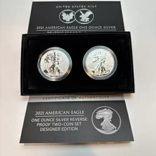 2021年 アメリカンイーグル 1オンス シルバー リバースプルーフ 2枚セット 21XJ デザイナー
