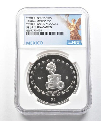 1997 Mo メキシコ 5 ペソ シルバー テオティワカン マスカラ PF69 UCAM NGC *9943