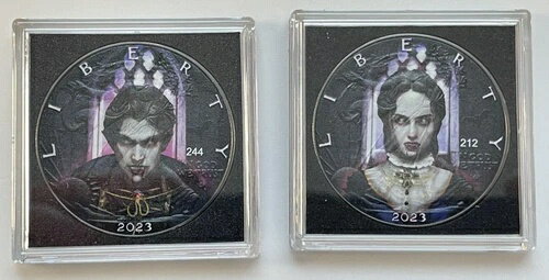 (2) 2023 1オンス .999 ヴァンパイア アメリカン シルバー イーグル /300 怖いハロウィーンギフト!