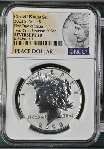 2023-S ピースドル リバースプルーフセット 初日発行 FDOI FDI NGC Rev PF70%