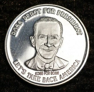 ロス・ペロー大統領候補 アメリカ製 テキサス産 1オンス 999 純銀ラウンド C5492