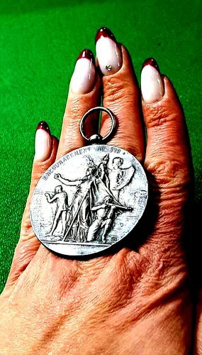 1890年代フランスアールヌーボー射撃軍事銀賞メダル50mm