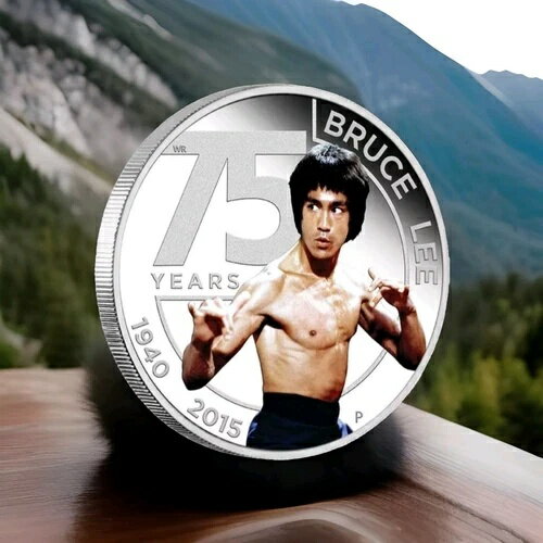 2015年 ツバル 1ドル ブルース・リー **75周年** カラー 1オンス .999 シルバー プルーフコイン