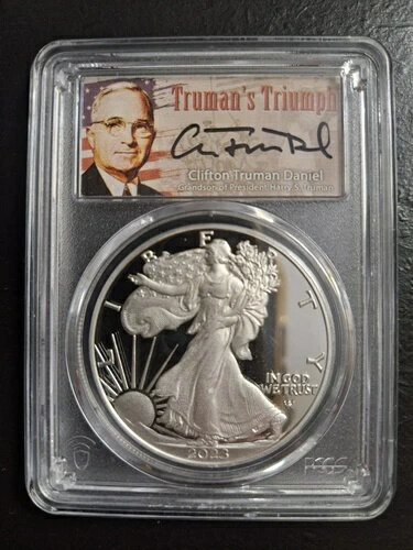 2023-W プルーフ シルバー イーグル PCGS PR70 DCAM アドバンスリリース クリフトン・トルーマン サイ..